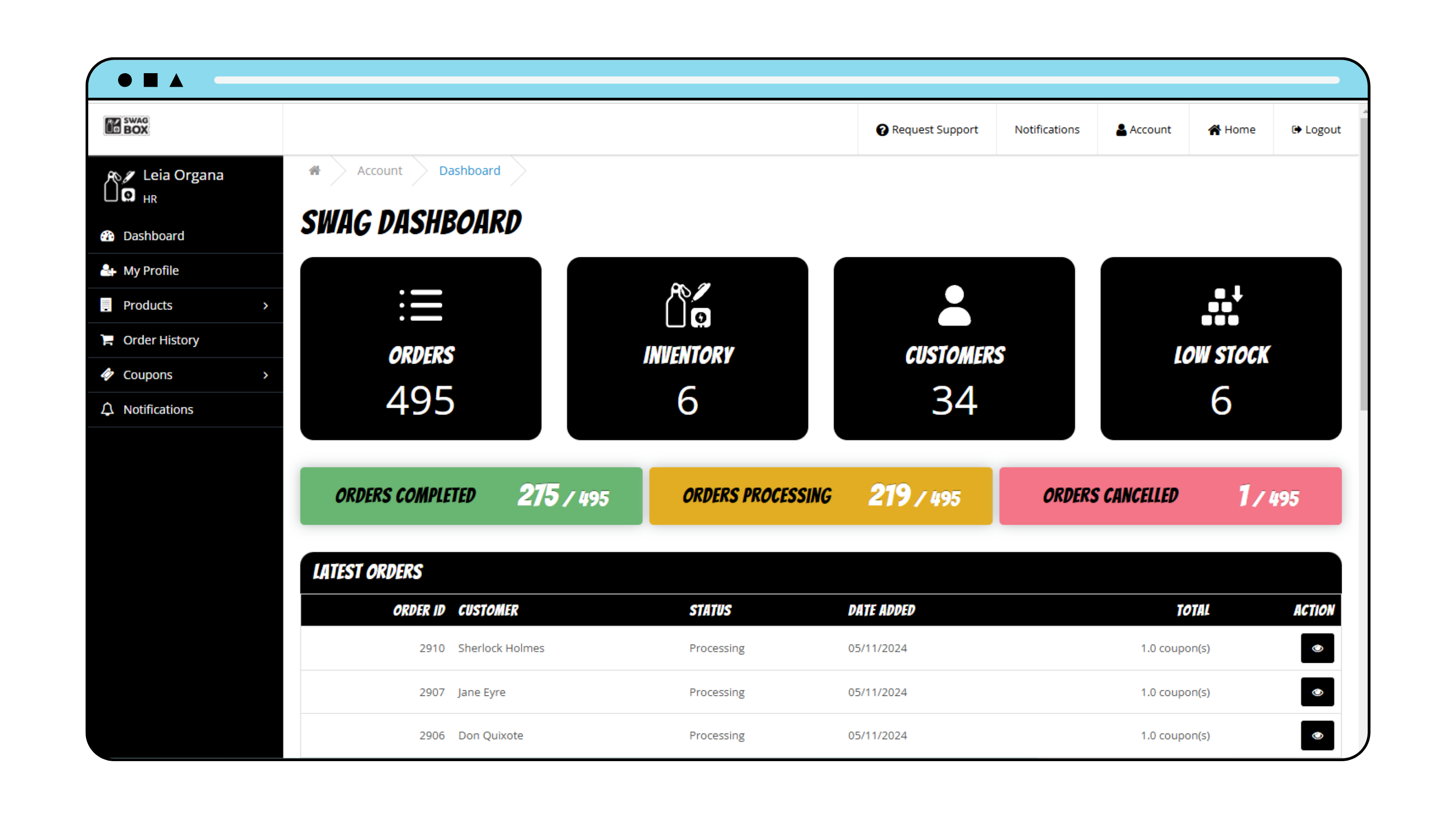 Swag Dashboard